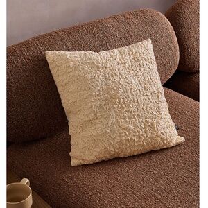 Set of 2 (two) off white gathered cotton decorative cushions accent pillows NWT